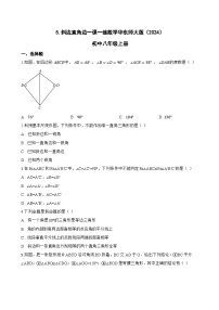 初中数学华东师大版（2024）八年级上册（2024）5. 斜边直角边同步测试题