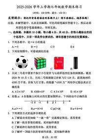 福建漳州市龙文区2025-2026学年七年级上学期期末阶段考试数学试题