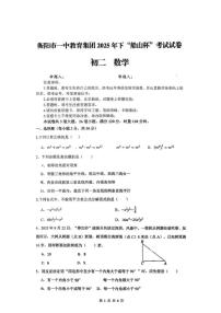 湖南省衡阳市一中教育集团2025年下“船山杯”考试八年级数学_(无答案_)试卷