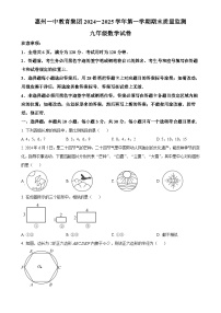 广东省惠州一中教育集团九年级上学期期末考试数学试题（原卷版）-A4