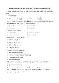 安徽省合肥市肥东县2025-2026学年上学期七年级期末数学试卷（含答案）