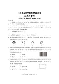 湖北省仙桃市2025 年秋季学期期末质量监测九年级数学试卷（附参考答案）