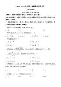 福建漳州市龙海区2025-2026学年九年级第一学期期末考试数学试卷（试卷+解析）