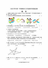 2025-2026学年浙江省台州市黄岩区九年级上学期期末数学试题（含答案）