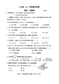 2025学年浙江省嘉兴市第一学期浙教版八年级上册数学学科期末检测（无答案）