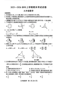 河南省2025-2026新乡市长垣市九年级数学期末试卷