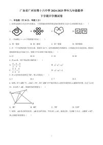 广东省广州市第十六中学2024-2025学年九年级数学下学期开学测试卷含答案