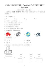 广东省广州市广州大学附属中学2024~2025学年下学期九年级数学开学考试试卷含答案