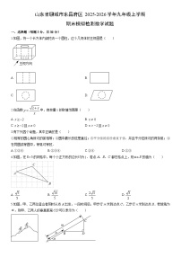 2025-2026学年山东省聊城市东昌府区九年级上学期期末模拟检测数学试卷（学生版）