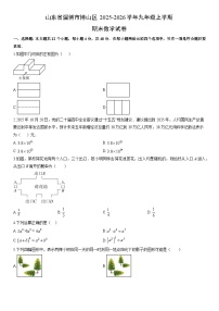 2025-2026学年山东省淄博市博山区九年级上学期期末数学试卷（学生版）