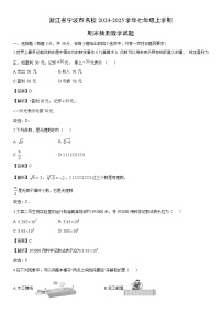 2024-2025学年浙江省宁波市名校七年级上学期期末抽测数学试卷（解析版）