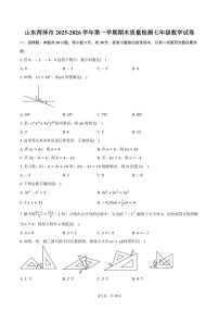 2025-2026学年山东菏泽市第一学期期末质量检测七年级数学试卷（含答案）