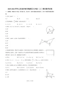 2025-2026学年山东省济南市槐荫区九年级（上）期末数学试卷（含答案）