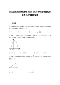 浙江省杭州市翠苑中学2025-2026学年上学期九年级1月月考数学试卷（含答案解析）