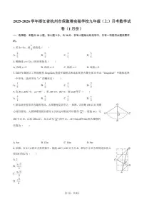2025-2026学年浙江省杭州市保俶塔实验学校九年级（上）月考数学（1月份）试卷（含答案）