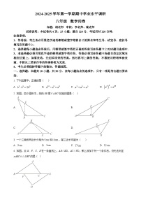 广东省广州市番禺外国语学校2024--2025学年上学期八年级数学期中考试卷（原卷版）-A4