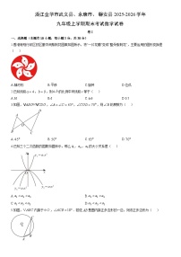 2025-2026学年浙江金华市武义县、永康市、磐安县九年级上学期期末考试数学试卷（学生版）