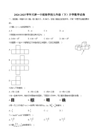 天津市第一中学滨海学校2024-2025学年九年级下学期开学考试 数学试卷