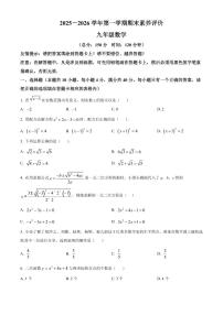 福建漳州市龙海区2025-2026学年九年级第一学期期末考试数学试卷（试卷+解析）