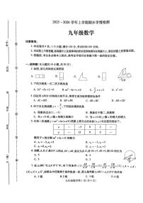 河南平顶山市郏县2025-2026学年九年级数学上学期期末试卷