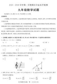 山东聊城东昌府区2025-2026学年第一学期期末学业水平检测九年级数学试题