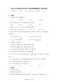2024-2025学年上海市九年级下学期初中学业水平考试考前模拟练习数学_(含答案_)试题
