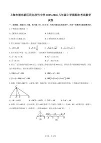上海市浦东新区民办欣竹中学2025-2026八年级上学期期末考试数学-自定义类型试卷