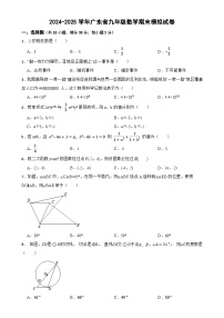 广东省九年级数学上学期期末模拟试卷-A4