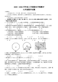 河南驻马店市平舆县2025一2026学年度上学期期末学情测评九年级数学试题及答案