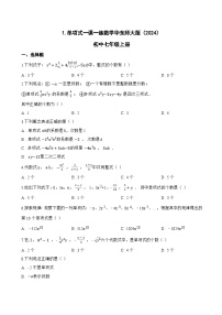初中数学华东师大版（2024）七年级上册（2024）单项式课时作业
