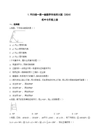 初中数学华东师大版（2024）七年级上册（2024）平行线一课一练