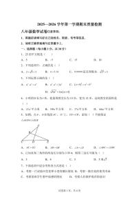 2025~2026学年上学期期末质量检测八年级数学试卷（含答案）