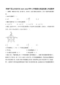 河南平顶山市汝州市2025~2026学年上学期期末质量检测九年级数学-自定义类型