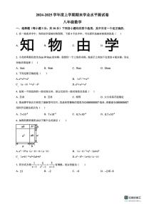 河南商丘市民权县2024-2025学年度上学期期末学业水平测试卷 八年级数学