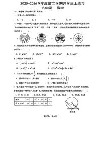 广东江门市第一中学景贤学校2025-2026学年九年级下学期数学学情自测试题（开学考）