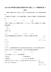 2025-2026学年浙江省杭州市翠苑中学九年级（上）月考数学试卷（1月份）-自定义类型