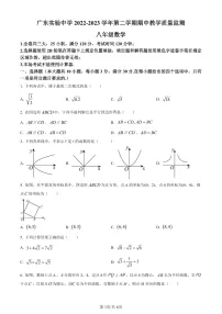 广东省广州市天河区广东实验中学2022~2023学年八年级下学期期中数学试题（含答案）