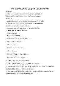 2024-2025学年上海市宝山区七年级（上）期末数学试卷（含解析）