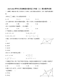 2025-2026学年江苏省南通市通州区八年级（上）期末数学试卷-自定义类型