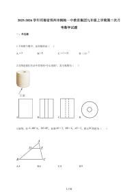 2025~2026学年河南省郑州市桐柏一中教育集团九年级上学期第二次月考数学试题（含答案）