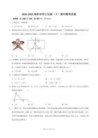 广东省深圳中学2024-2025学年七年级下学期期中数学试卷（含解析）
