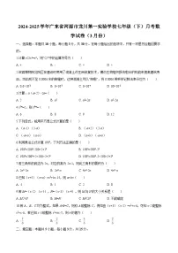 广东省河源市龙川第一实验学校2024-2025学年七年级下学期3月月考 数学试题