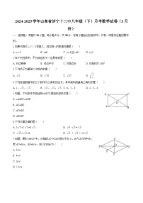 山东省济宁十三中2024-2025学年八年级下学期月考 数学试题