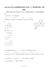 2025-2026学年山东省淄博市张店区九年级（上）期末数学（五四学制）（含答案）试卷