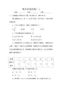 沪科版（2024）数学八年级下册 期末质量检测(一) （试卷含答案）