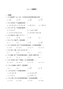 人教版2024-2025年全国九年级数学中考真题汇编 1.4 二次根式