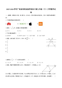 2025-2026学年广东省深圳实验学校初中部九年级（下）开学数学试卷-自定义类型
