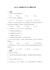 2024年上海杨浦中学中考三模数学试卷含答案