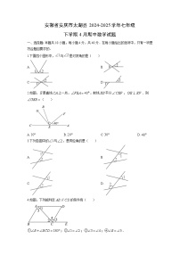 2024-2025学年安徽省安庆市太湖县七年级下学期4月期中数学试卷（学生版）