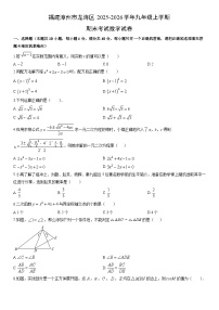 2025-2026学年福建漳州市龙海区九年级上学期期末考试数学试卷（学生版）